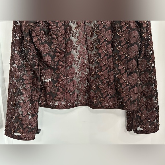 ✨NWT✨ JS Collections: Women’s Chocolate Floral Blazer- Size 6 - Picture 4 of 14